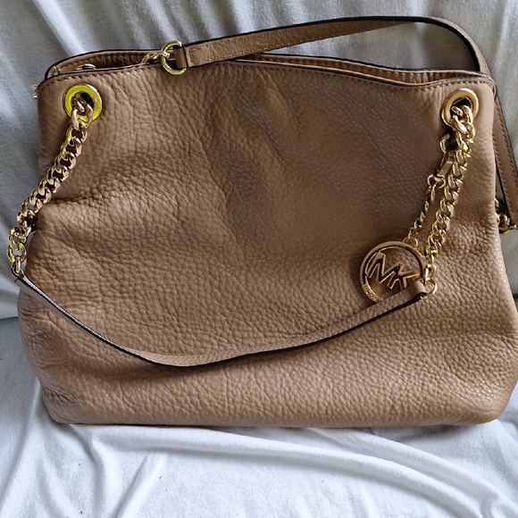 Michael Kors Brown Leather Shoulder Bag with Gold Accents - Picture 1 of 8